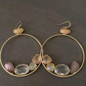 Anthropologie stone hoop earrings